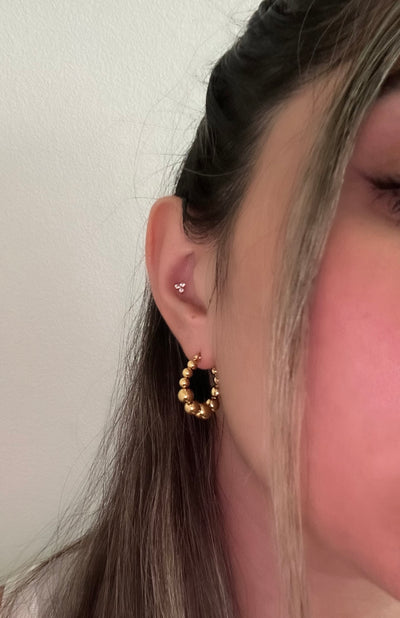 Chunky Beaded Gold Earrings